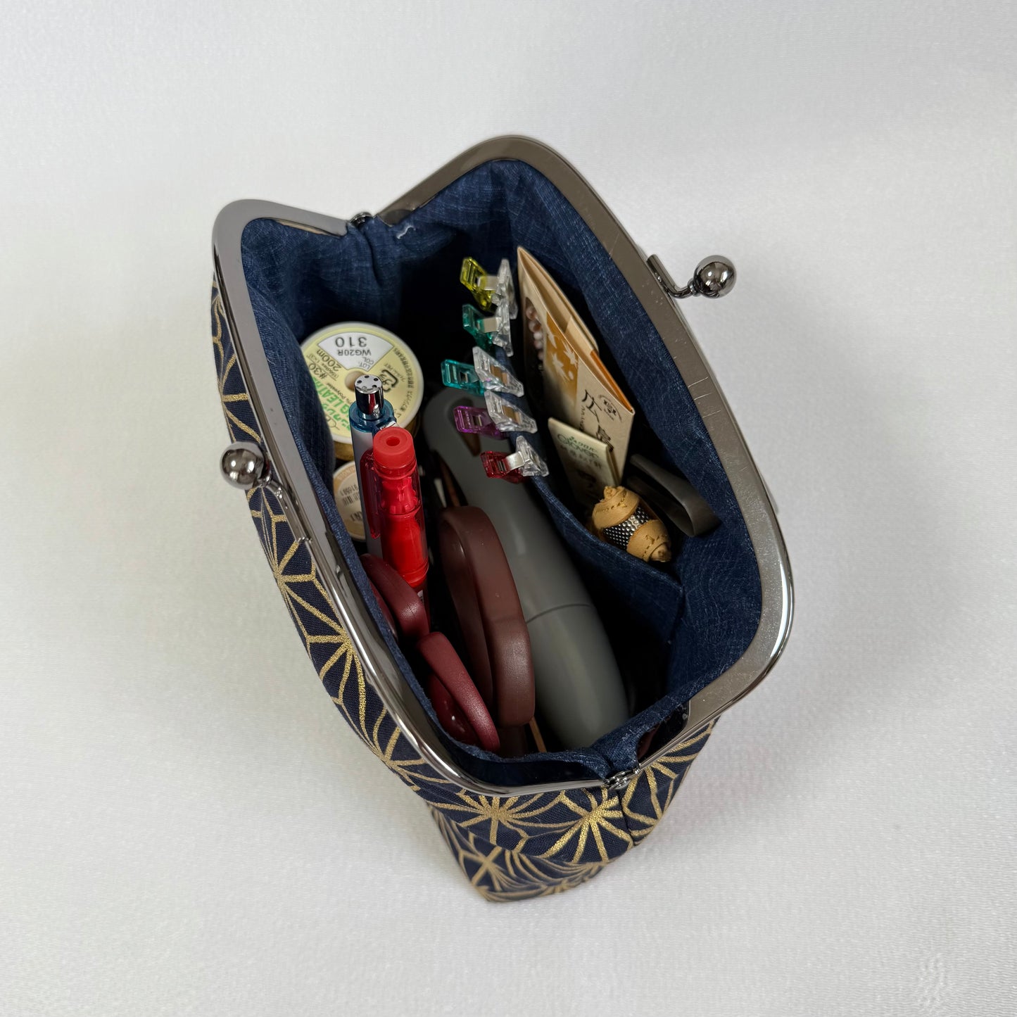 Handmade Japanese Motifs Frame Purse "Asanoha"