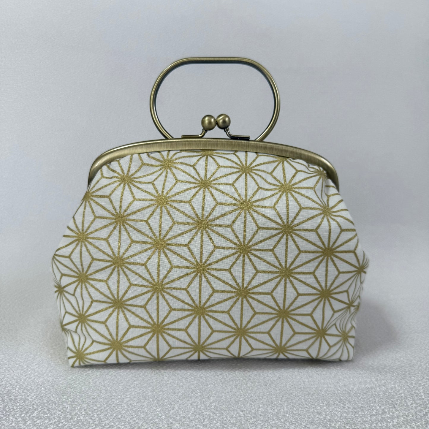 Handmade Japanese Motifs Frame Purse "Asanoha" , Gold