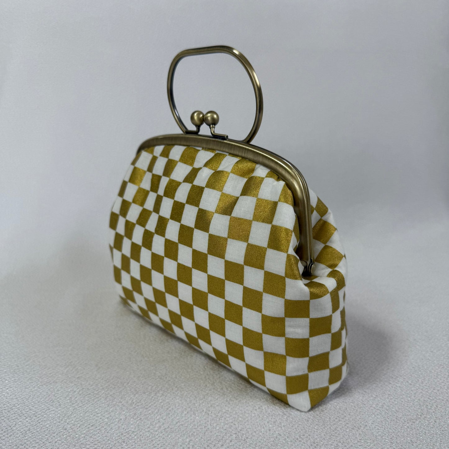 Handmade Japanese Motifs Frame Purse "ICHIMATSU", Gold