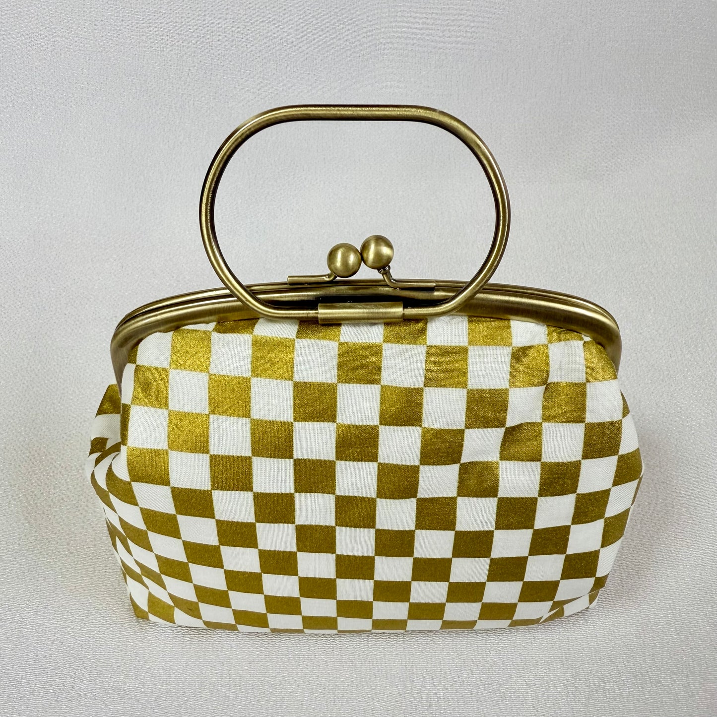 Handmade Japanese Motifs Frame Purse "ICHIMATSU", Gold