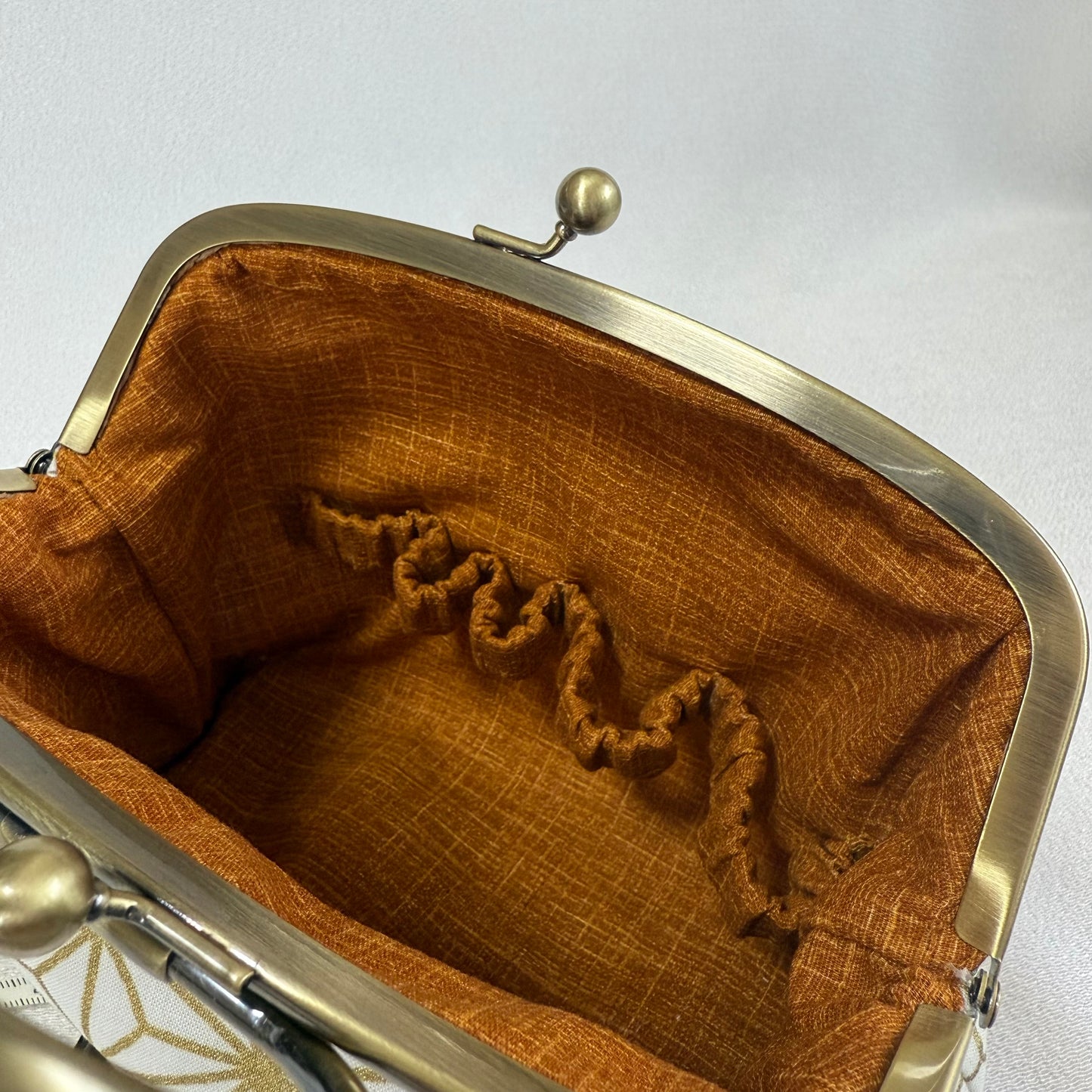 Handmade Japanese Motifs Frame Purse "Asanoha" , Gold