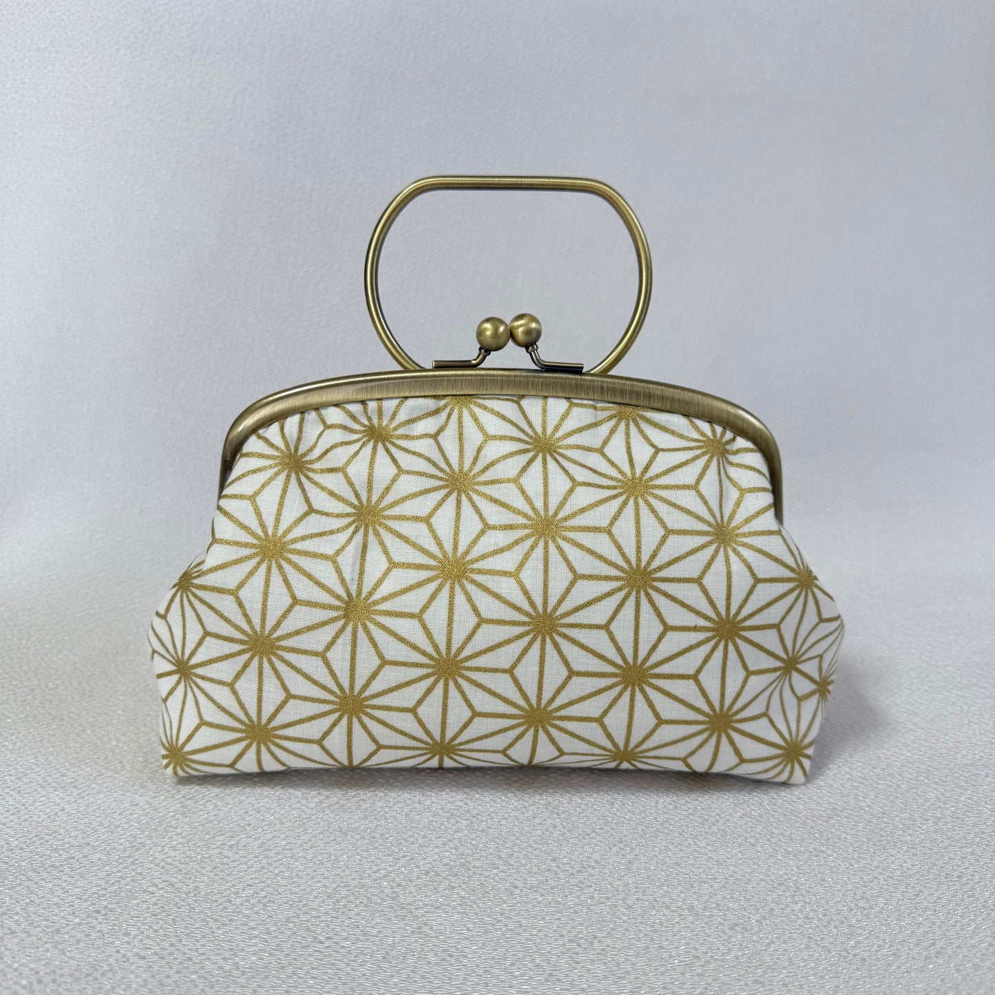 Handmade Japanese Motifs Frame Purse "Asanoha" , Gold