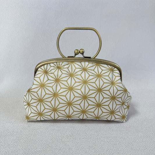 Handmade Japanese Motifs Frame Purse "Asanoha" , Gold