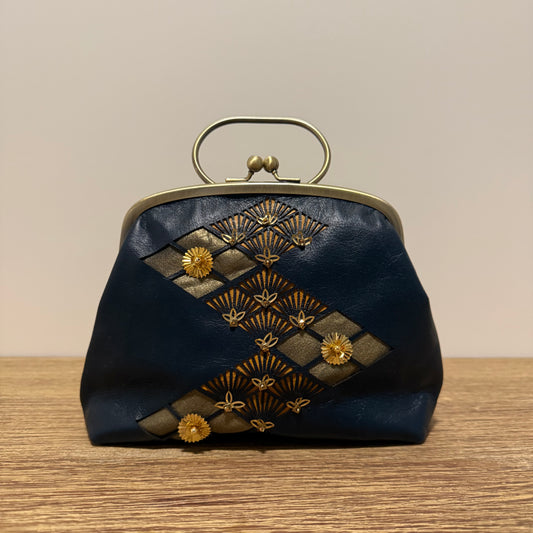 Handmade Leather Frame Purse, "AOIRO"
