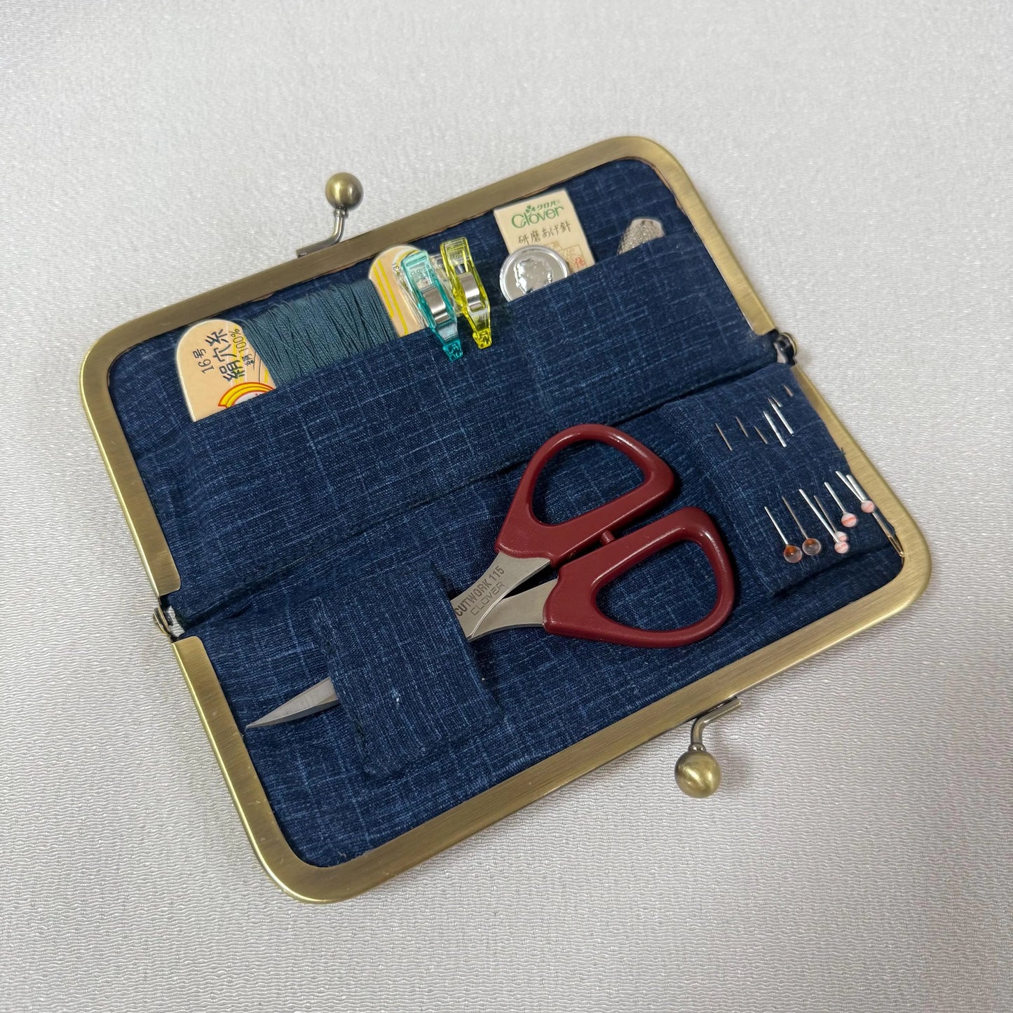Handmade Leather Sewing Organizer, Navy