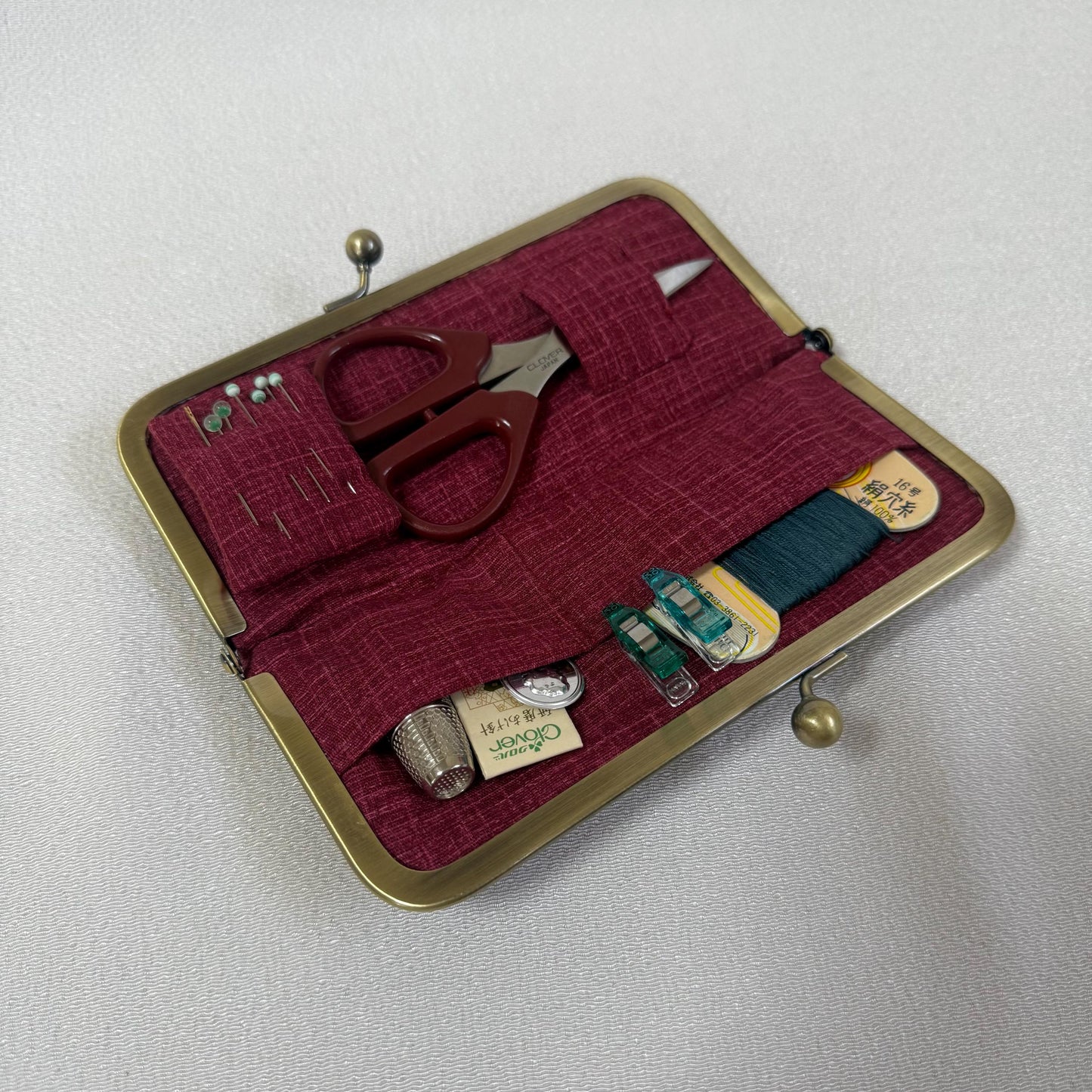 Handmade Leather Sewing Organizer, Red