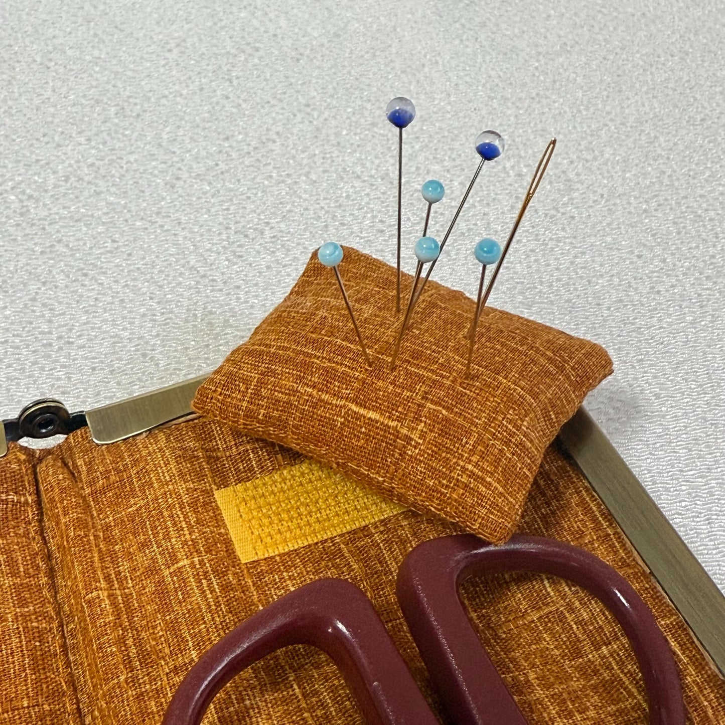Handmade Leather Sewing Organizer, Mustard