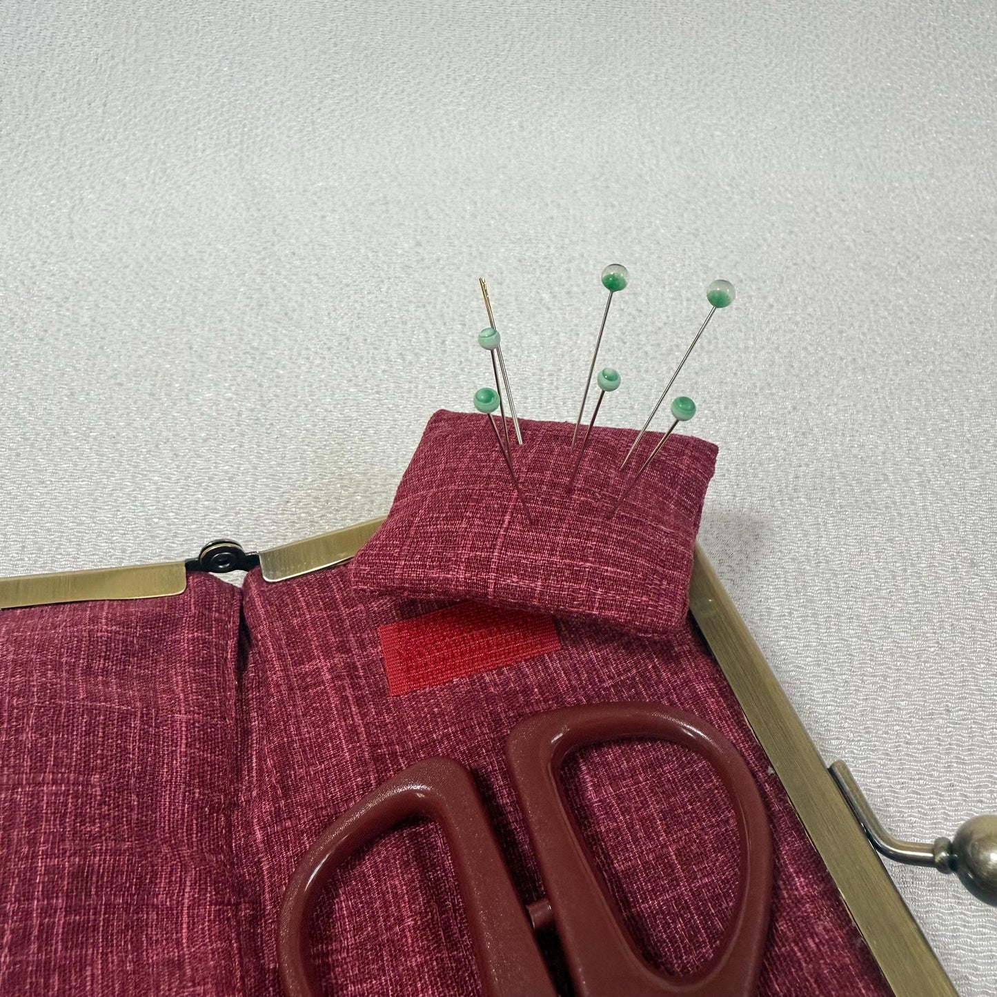 Handmade Leather Sewing Organizer, Red