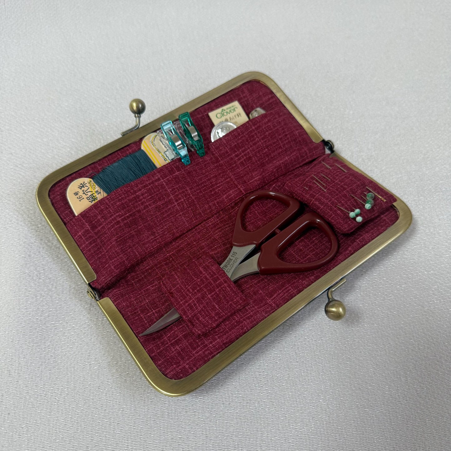 Handmade Leather Sewing Organizer, Red