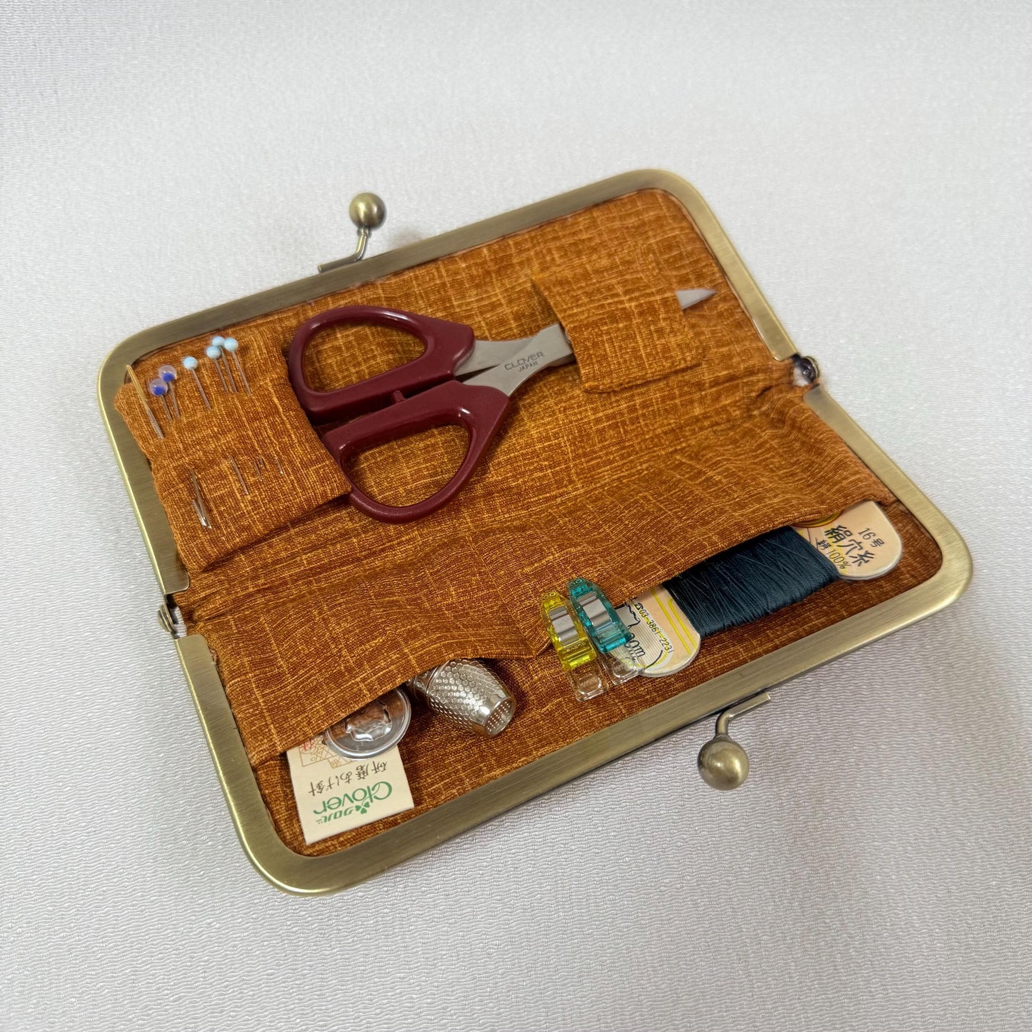 Handmade Leather Sewing Organizer, Mustard